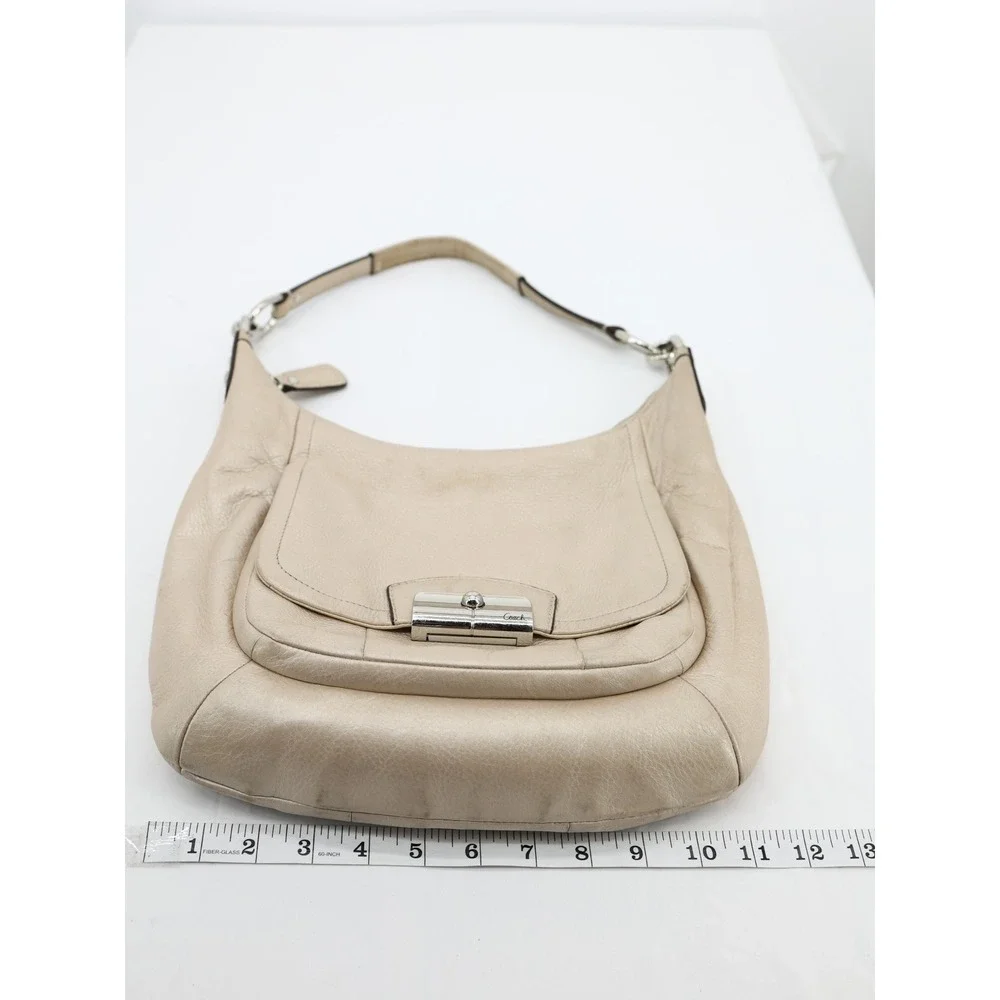 Coach Kristin Leather Hobo Bag Champagne Pearl Metallic Shoulder Purse F22306